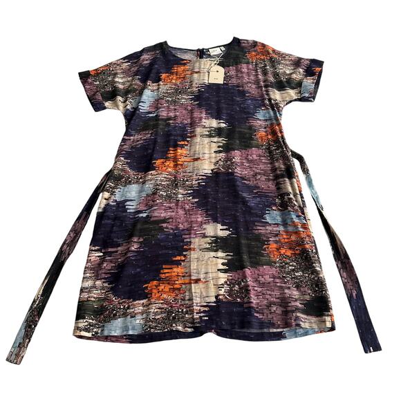 ELK NWT Arden Short Sleeve Belted Impressionist Print Midi Shift Dress sz 4 - Picture 4 of 15